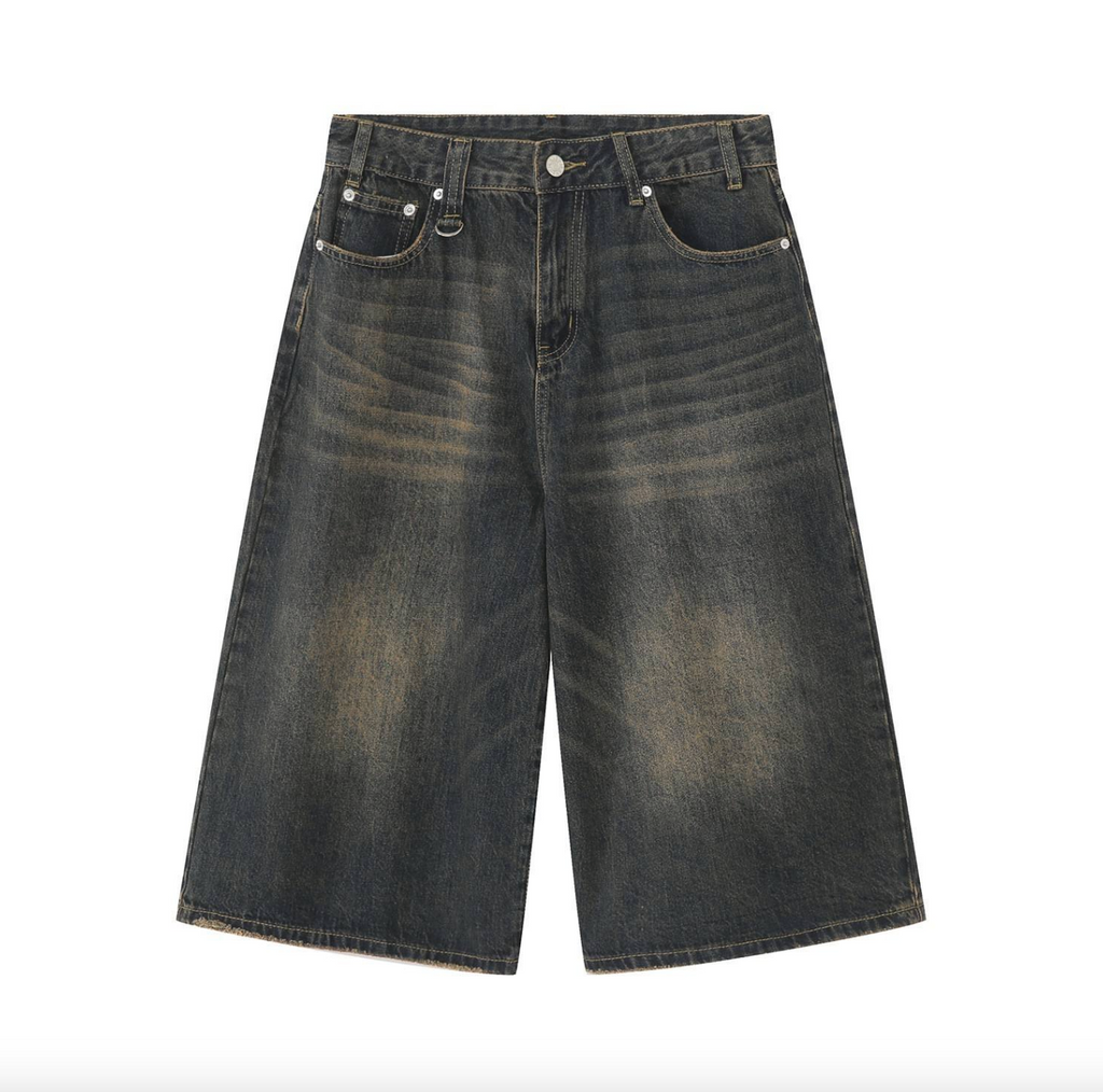 Men’s Custom Dark Denim Jorts – High-Quality Baggy Fit Jean Shorts, Hot Summer Streetwear