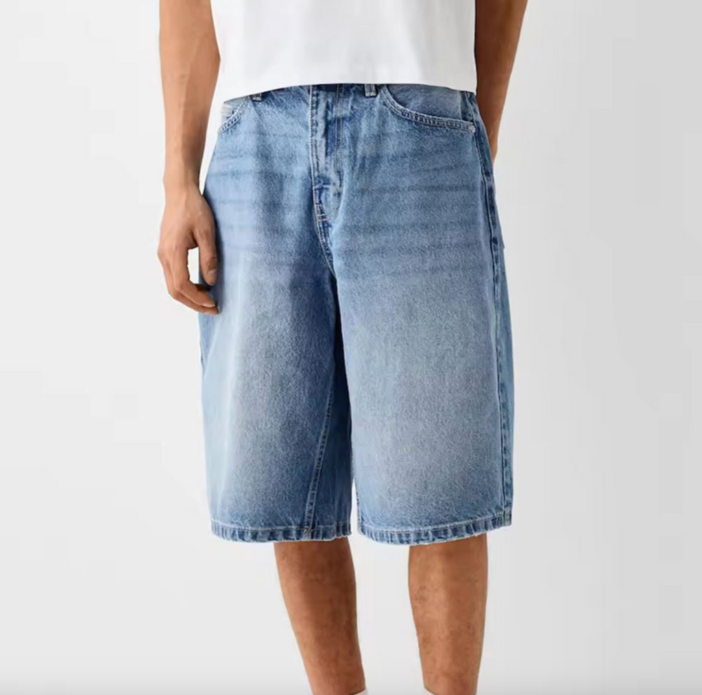 Men’s Custom Washed Denim Jorts – Baggy Fit Jean Shorts, High-Quality Summer Streetwear