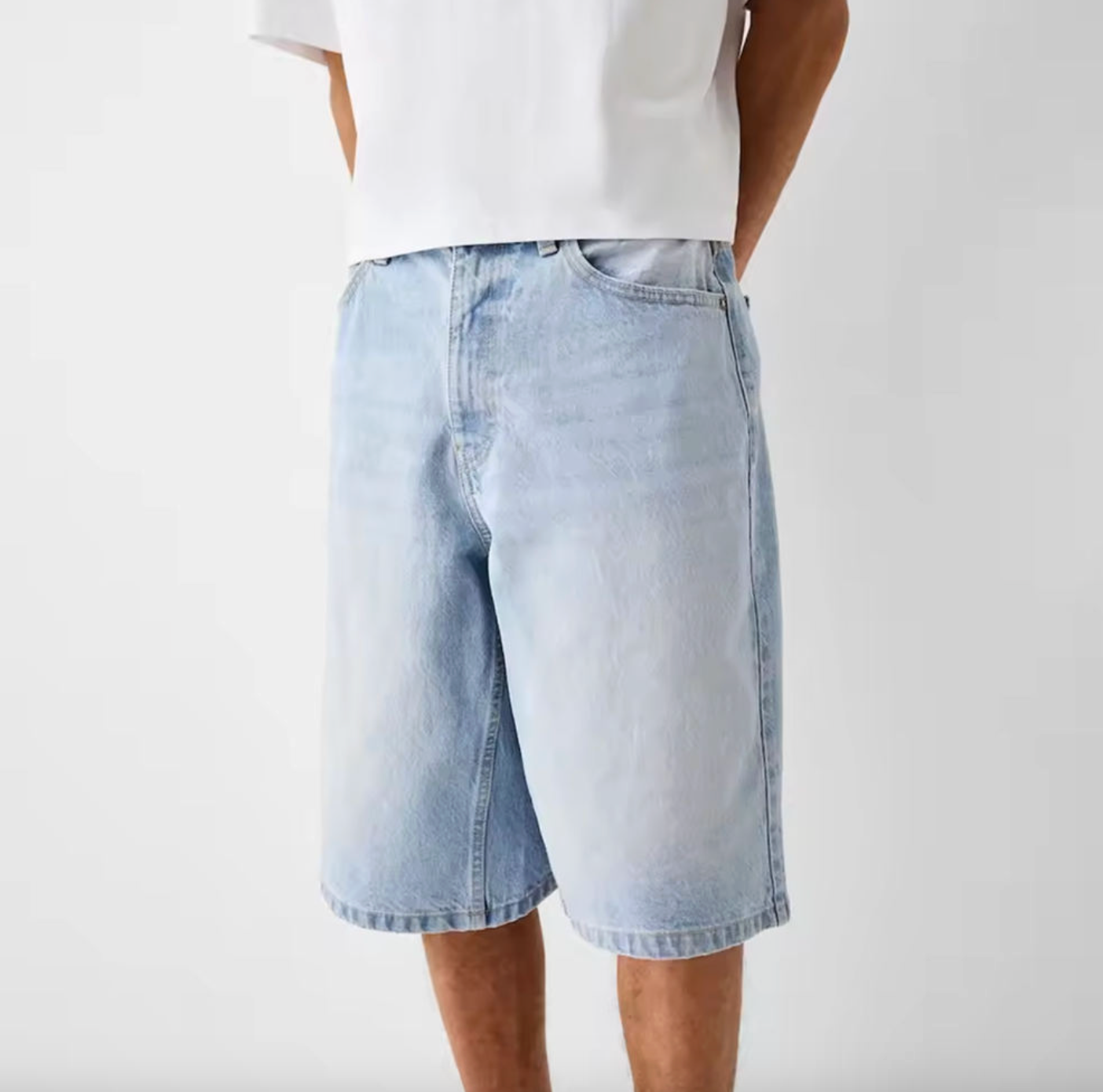 Men’s Custom Washed Denim Jorts – Baggy Fit Jean Shorts, High-Quality Summer Streetwear