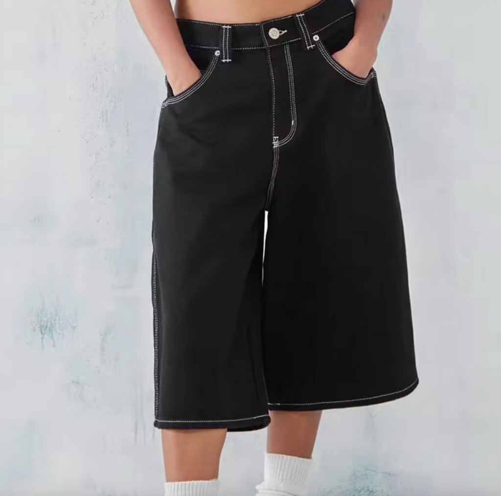 Men’s Custom Washed Denim Jorts – Baggy Fit Jean Shorts, High-Quality Summer Streetwear