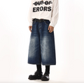 Men’s Vintage Dark Washed Denim Jorts – Baggy Straight-Leg Distressed Cotton Jean Shorts, Summer Streetwear
