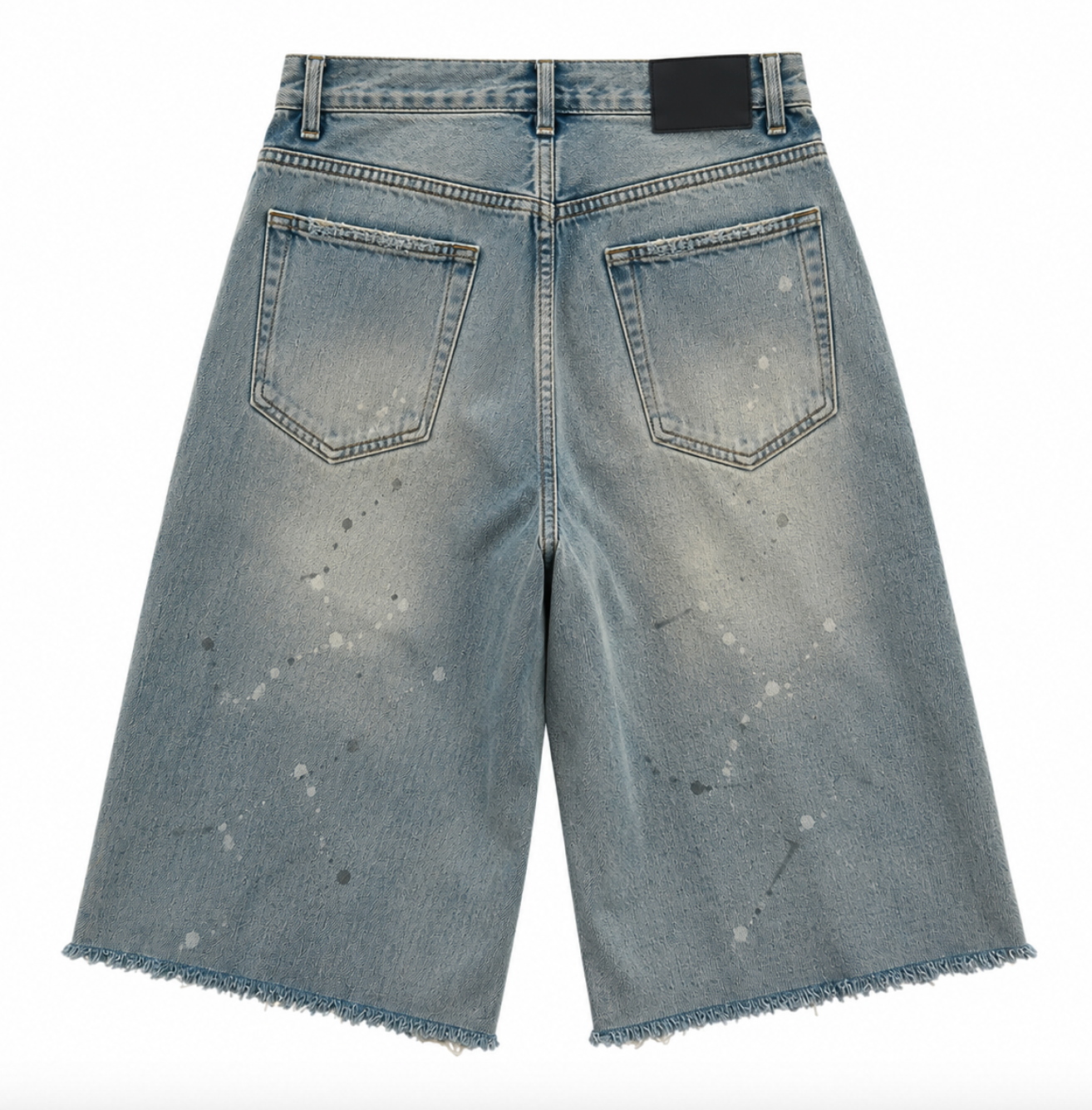 Men’s Vintage Distressed Denim Jorts – Dirty Washed Straight-Leg Jean Shorts, Breathable Summer Streetwear
