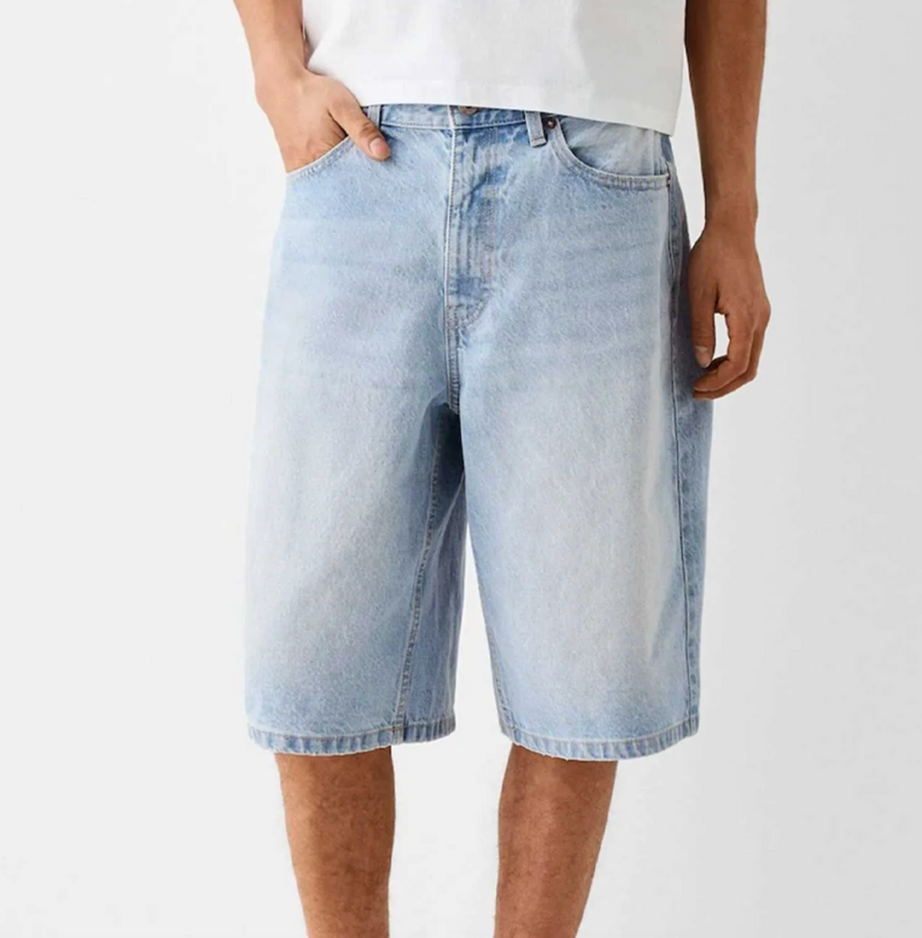 Men’s Custom Washed Denim Jorts – Baggy Fit Jean Shorts, High-Quality Summer Streetwear