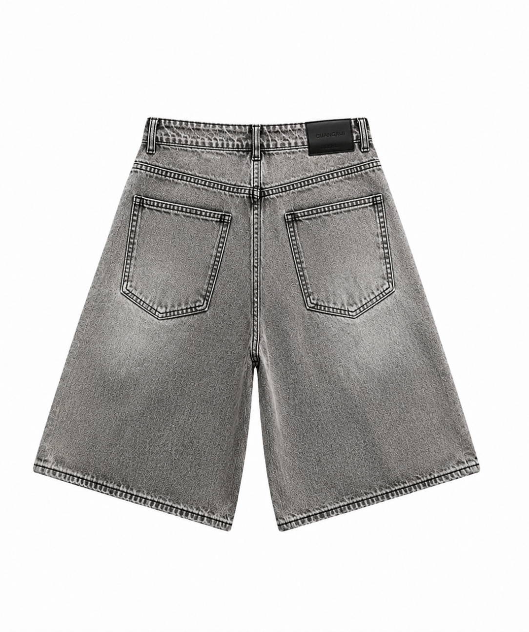 Men’s Vintage Light-Washed Denim Cargo Jorts – Mid-Waist Loose Wide-Leg Hip-Hop Jean Shorts
