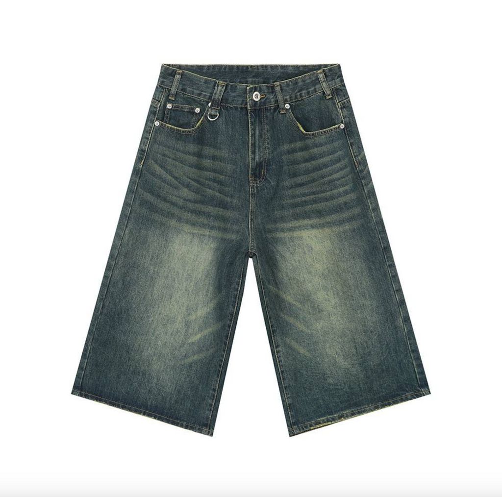 Men’s Custom Dark Denim Jorts – High-Quality Baggy Fit Jean Shorts, Hot Summer Streetwear