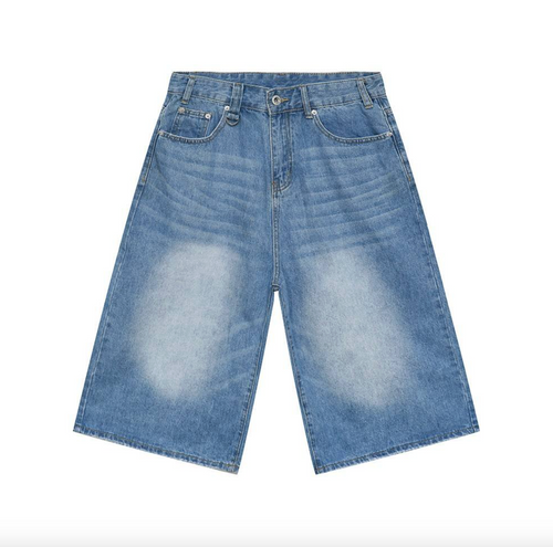 Men’s Custom Dark Denim Jorts – High-Quality Baggy Fit Jean Shorts, Hot Summer Streetwear