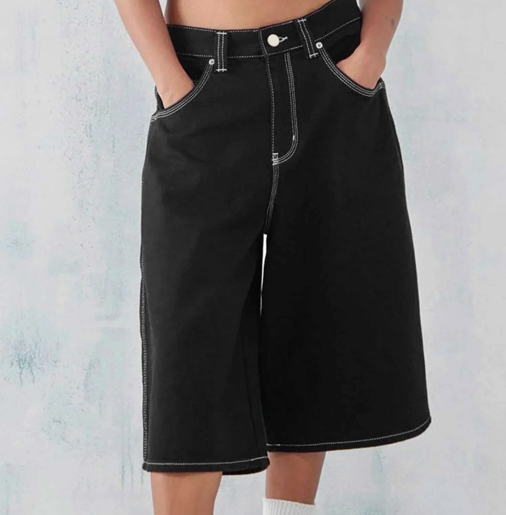 Men’s Custom Washed Denim Jorts – Baggy Fit Jean Shorts, High-Quality Summer Streetwear