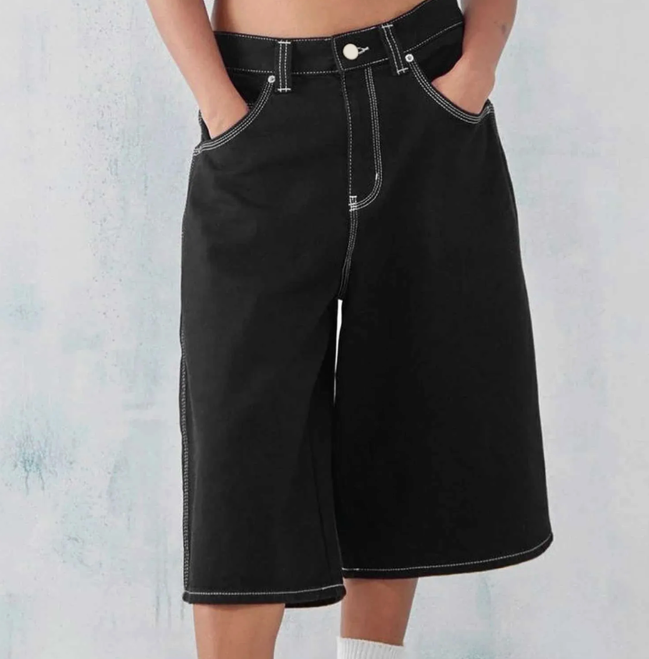 Men’s Custom Washed Denim Jorts – Baggy Fit Jean Shorts, High-Quality Summer Streetwear